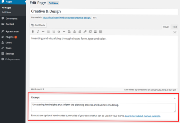 Modification du contenu de WordPress « » en contenu