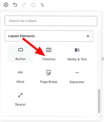 WordPress Gutenberg Columns block