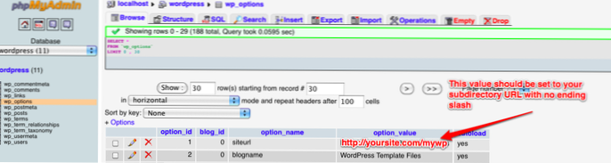 WordPress - Promouvoir une version de développement dans un sous-répertoire vers le répertoire de production / racine