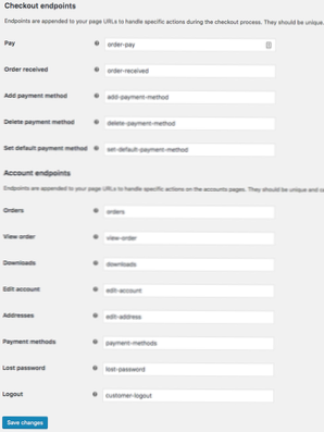 Wordpress Woocommerce Endpoint URL