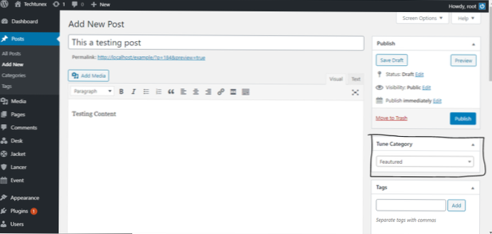 wp_set_object_terms() zum Aktualisieren eines Posttaxonomiewerts