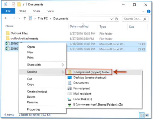 Comprima un archivo y agréguelo como archivo adjunto