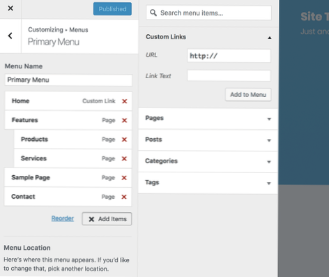 Add custom external link to menu