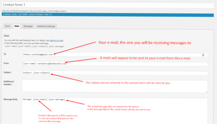 Aggiungi variabile personalizzata nel corpo della posta di Contact Form 7