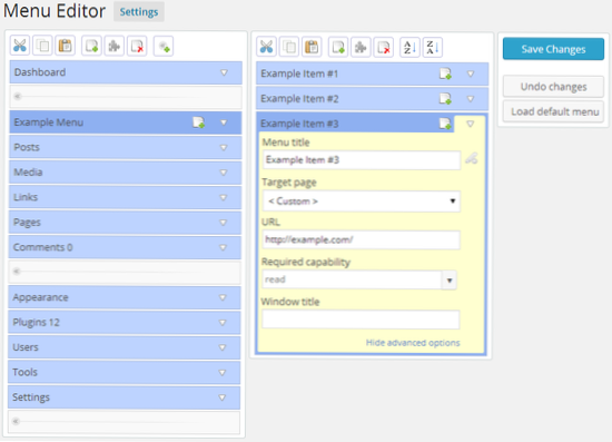 Ajouter un élément au panneau d'administration - sans plug-in