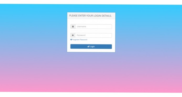 Admin-inloggningssidan fungerar inte alls