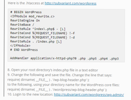 Nach dem Verschieben von WordPress in ein eigenes Verzeichnis funktioniert die Anmeldung nicht