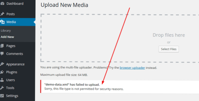 Nelze nahrát .mp3 soubor do média wordpress