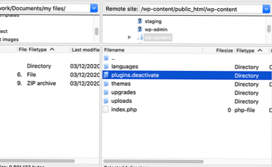Can't activate and deactivate plugins