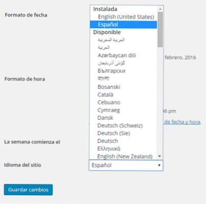 Nelze změnit výchozí jazyk WooCommerce na španělštinu (Mexiko)