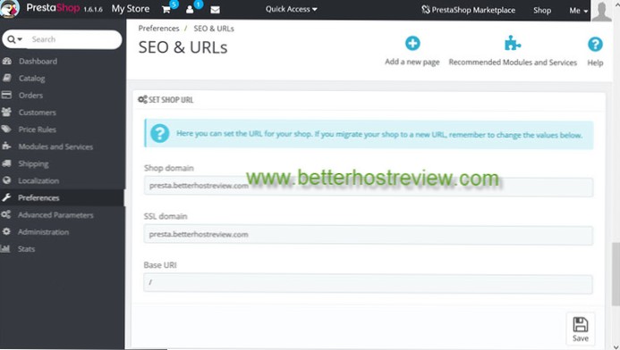 modifier les URI du site migré