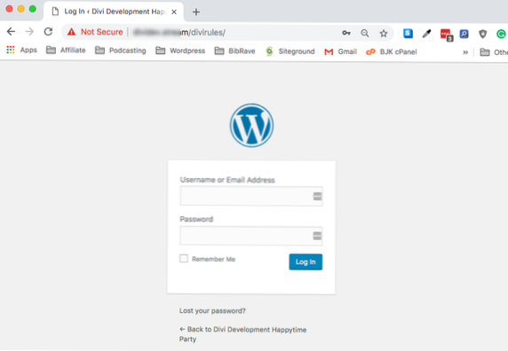 Wijzig de inlog-URL voor WordPress in externe URL