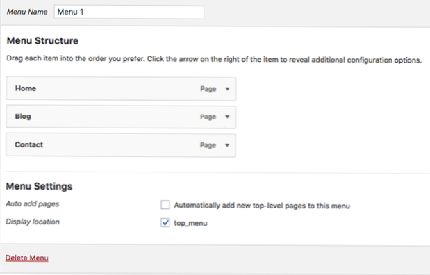 Konverter HTML-kode til WordPress-menyen