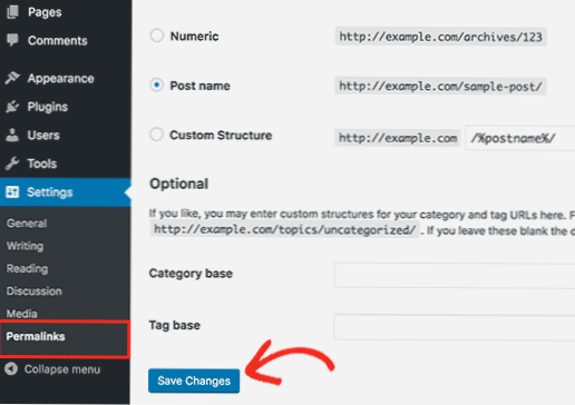 Não foi possível encontrar a página do wordpress