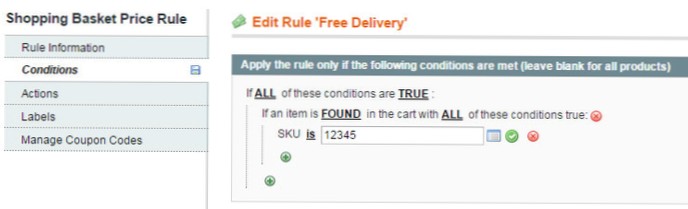 Kupongkoder för produktrabatt i kombination med villkorlig fri frakt