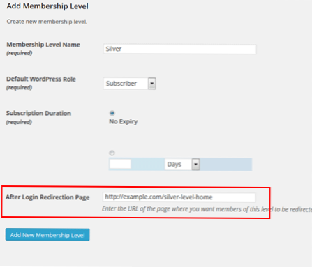 Opprett en påloggingsside som omdirigerer til en bestemt side?