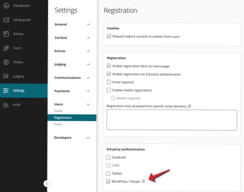 Créer une API pour l'enregistrement de l'utilisateur sur le site wordpress avec un site tiers