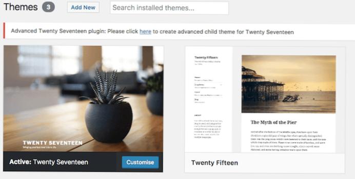 Erstellen eines Child-Themes aus Twenty Seventeen