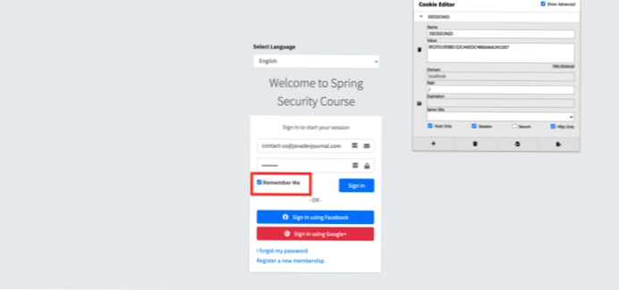 Azione personalizzata al login e “ricordami”