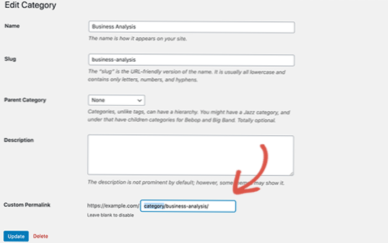 legătură permanentă personalizată pentru categoria de postare unică