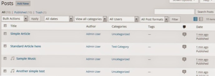 Benutzerdefinierte Beitragsfilter im Admin