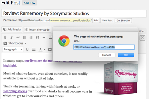 Custom short url for wordpress post