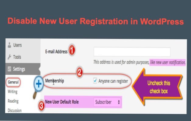 Deshabilitar los correos electrónicos para el registro de nuevos usuarios