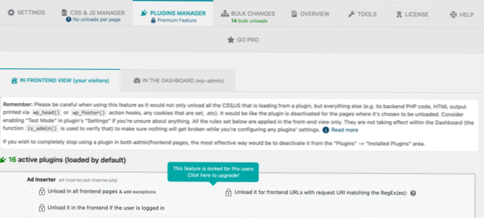 Disable plugin in spesific page without plugin