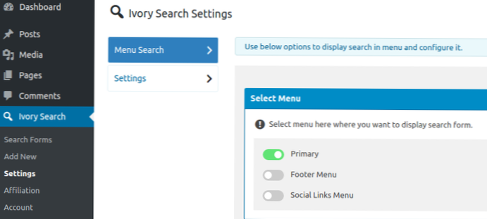 Display searchform in the menu