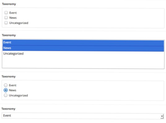 Zobrazit smyčku taxonomie pomocí dat vlastního pole