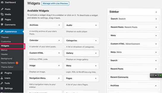Exibindo um widget do WordPress por nome