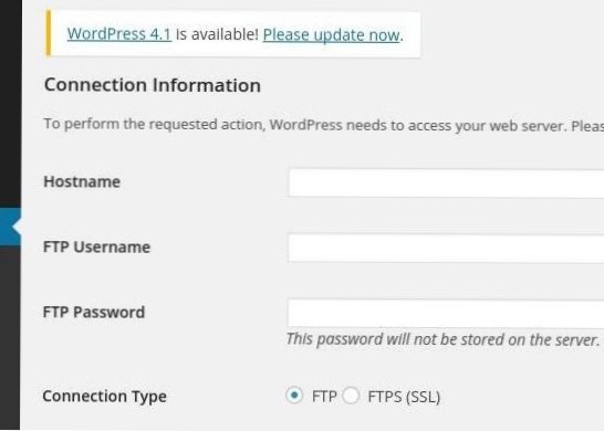 WordPress demande-t-il toujours des informations d'identification FTP pour chaque opération de fichier?