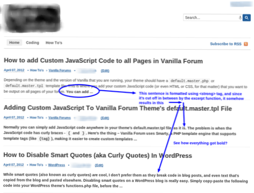 Activer les balises HTML dans l'extrait Wordpress Post