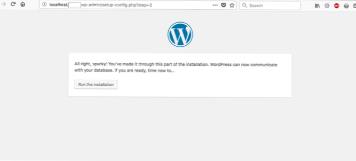 Error at time of Wordpress Installation