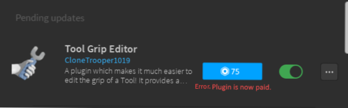 Error trying to update plugins