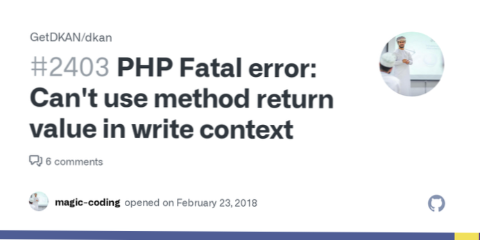Fatal error Can't use method return value in write context