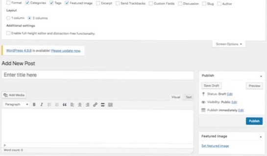 Image en vedette de la base de données personnalisée vers Wordpress