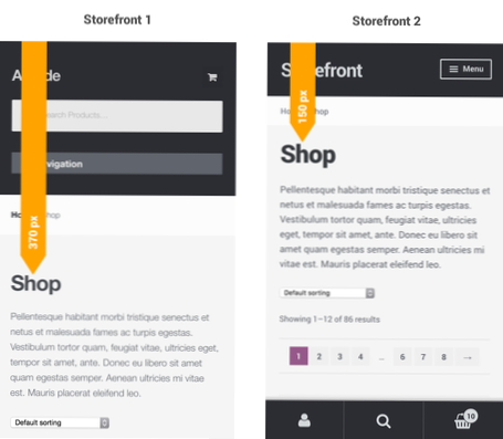 Fast bunnmeny på mobil fungerer ikke på søk som er inkludert i Child Theme of Storefront