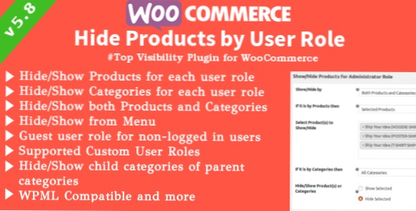 Nascondi/mostra prodotti specifici per gli utenti di backend in woocommerce