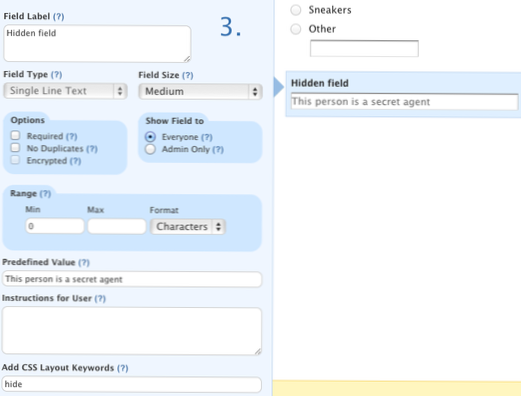 Hiding fields a form in via CSS [closed]