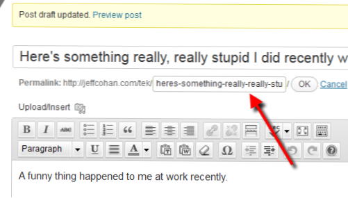 Como posso alterar um URL / slug de anexo de mídia, para que eu possa usar esse slug para uma página?