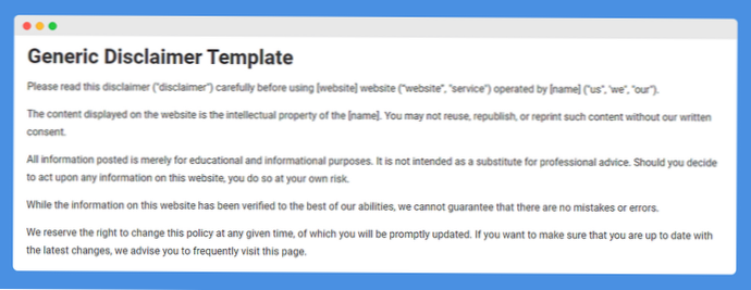 How do I edit disclaimer/contact information?