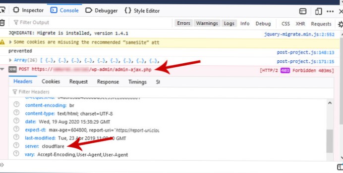 Comment corriger l'erreur 403 pour wp-admin/admin-ajax.php?