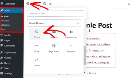 Come aggiungere un pulsante alla pagina di pubblicazione WordPress 5.X