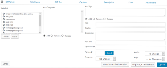 Jak hromadně upravovat data v knihovně médií?