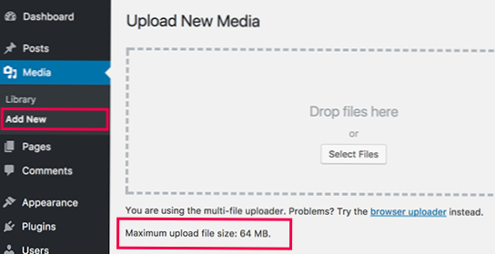 comment changer la taille maximale de téléchargement de fichier WordPress 4.9.8 [fermé]