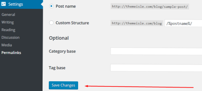 Como alterar a estrutura do permalink de uma página mestra?