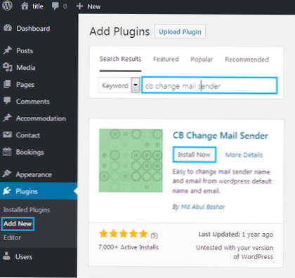 Come cambiare il mittente delle notifiche e-mail di WordPress??