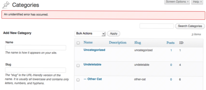 Comment définir une catégorie de publication non supprimable par les autres utilisateurs?