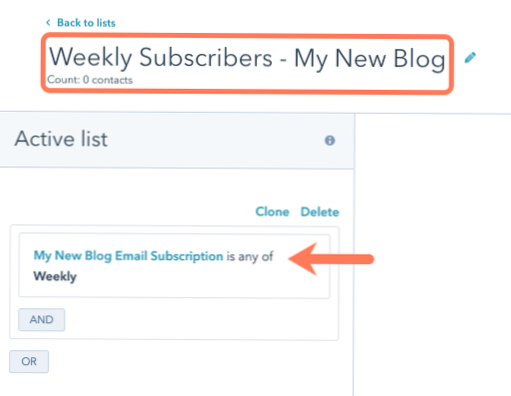 Come distinguere tra l'elenco delle iscrizioni e-mail e l'elenco delle iscrizioni ai blog?